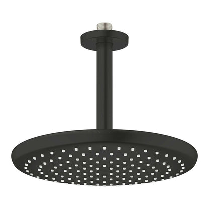 Shower head and arm matte black Grohe Tempesta 250 Cube round ceiling mount