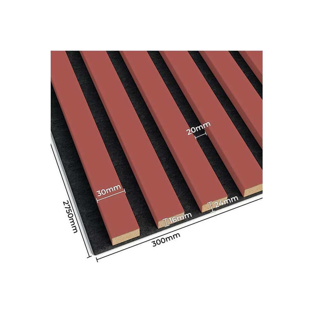 Декоративно/акустично рафтово пано Lameo Mini от MDF, коралово покритие 30x275 см