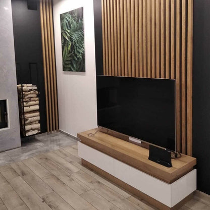 Декоративен/acoustic панел Lameo Mini, необработен дъбов фурнир (сиво филц) 30x270 см