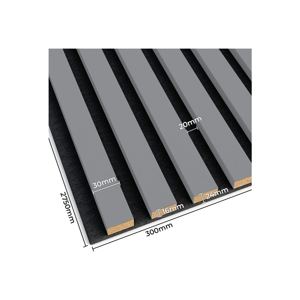 Декоративно/акустично рифлово пано Lameo Mini от MDF сиво 30x275 см