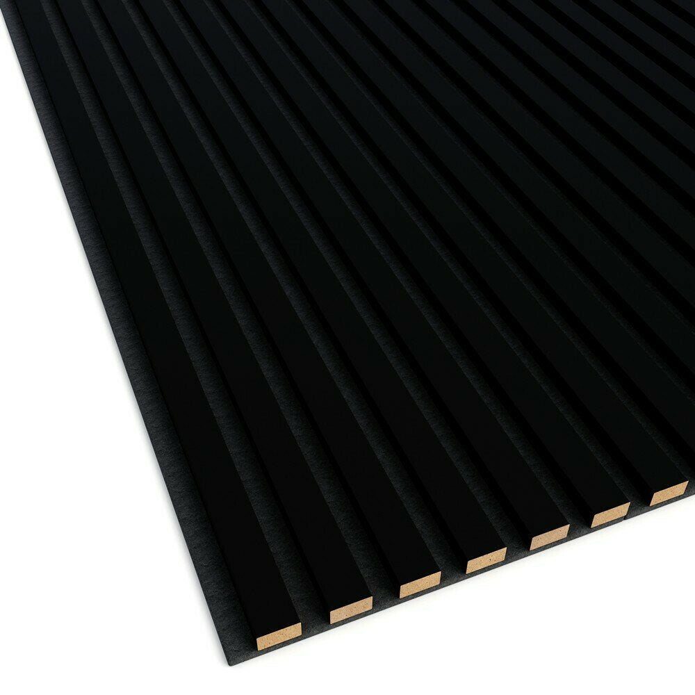 Decorative/Acoustic Slat Panel Lameo Mini MDF Matte Black Finish 30x275 cm
