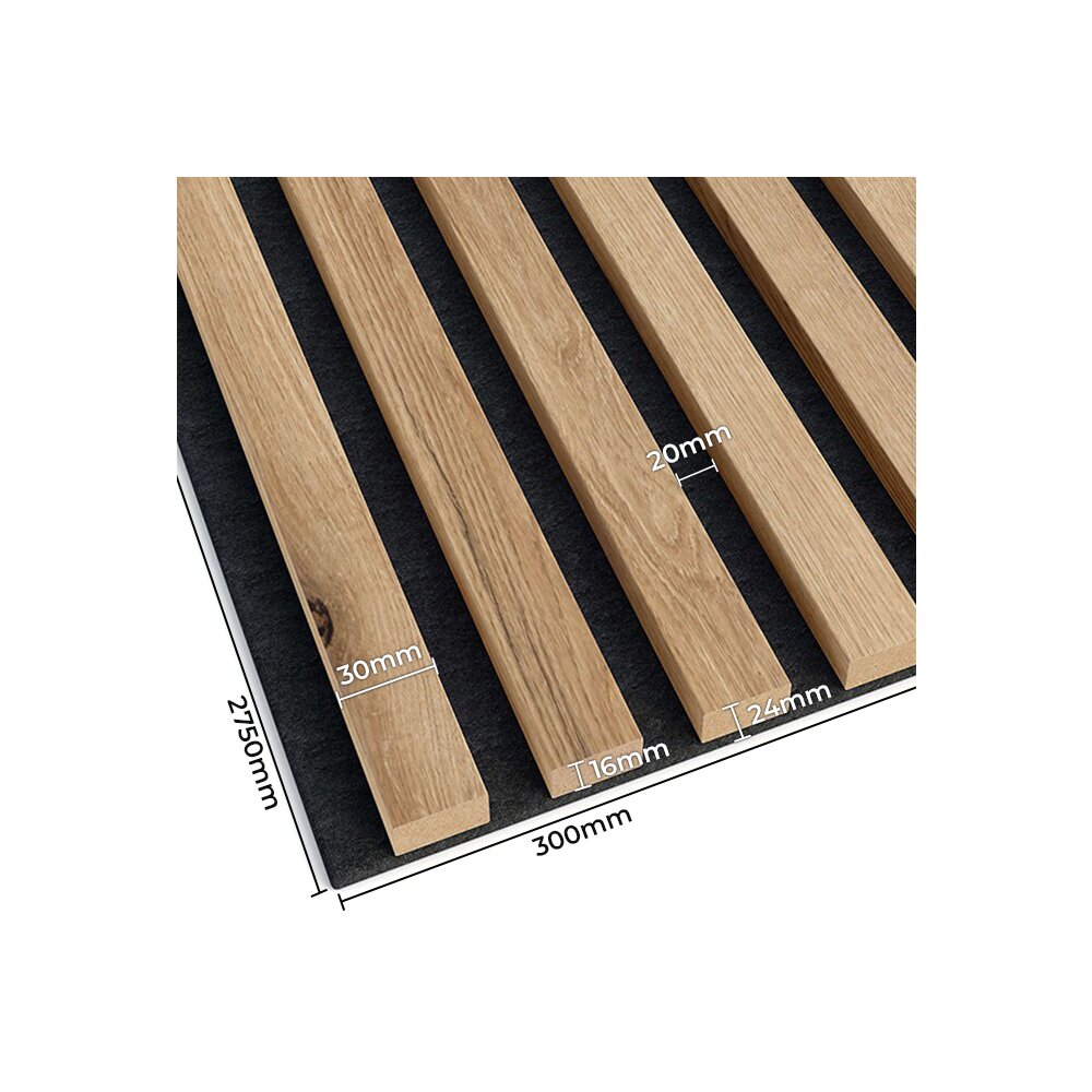 Декоративен/акустичен панел Lameo Mini от MDF с финиш от артезанален дъб 30x275 см
