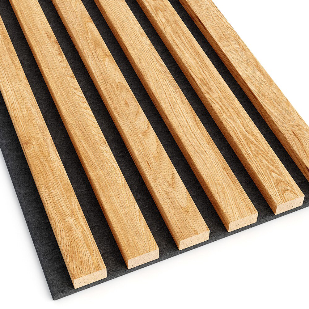 Декоративен/акустичен панел Lameo Mini MDF, естествен черен дъб, 30x275 см