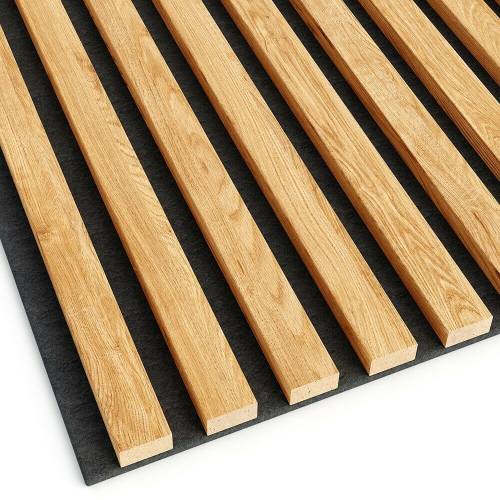Декоративен/акустичен панел Lameo Mini MDF, естествен черен дъб, 30x275 см