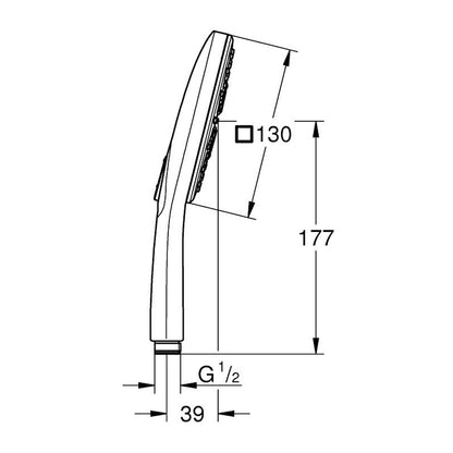 Grohe Rainshower SmartActive 130 Cube 3 Functions Shower Head Hard Graphite