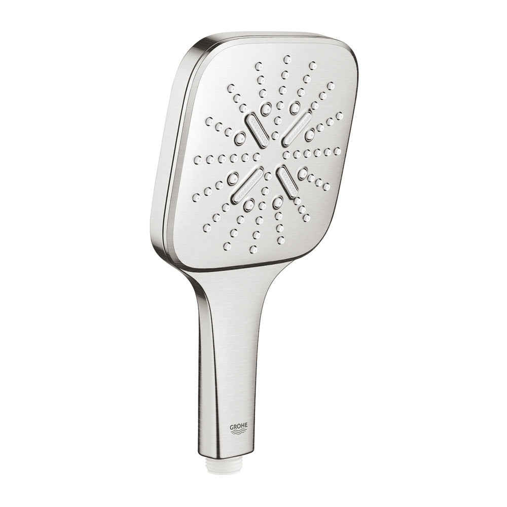 Grohe Rainshower SmartActive 130 Cube Shower Head 3 Functions Brushed Supersteel