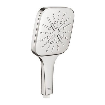 Grohe Rainshower SmartActive 130 Cube Shower Head 3 Functions Brushed Supersteel
