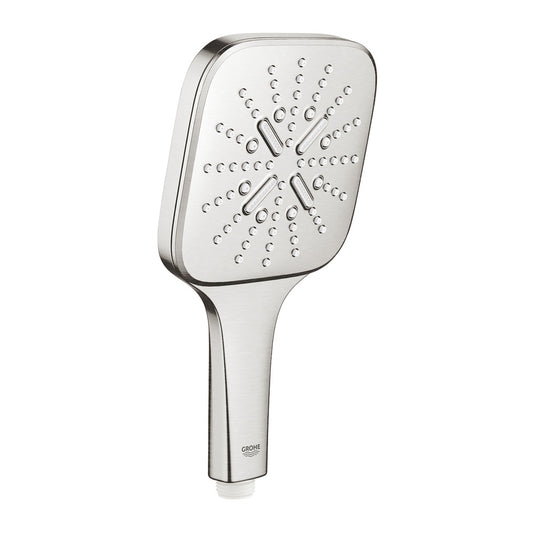 Grohe Rainshower SmartActive 130 Cube Shower Head 3 Functions Brushed Supersteel