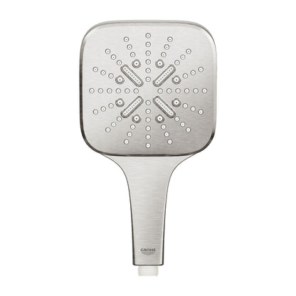 Grohe Rainshower SmartActive 130 Cube Shower Head 3 Functions Brushed Supersteel