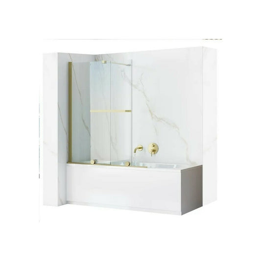 Brushed Gold Bathtub Screen Rea Fabian 100x140 cm
