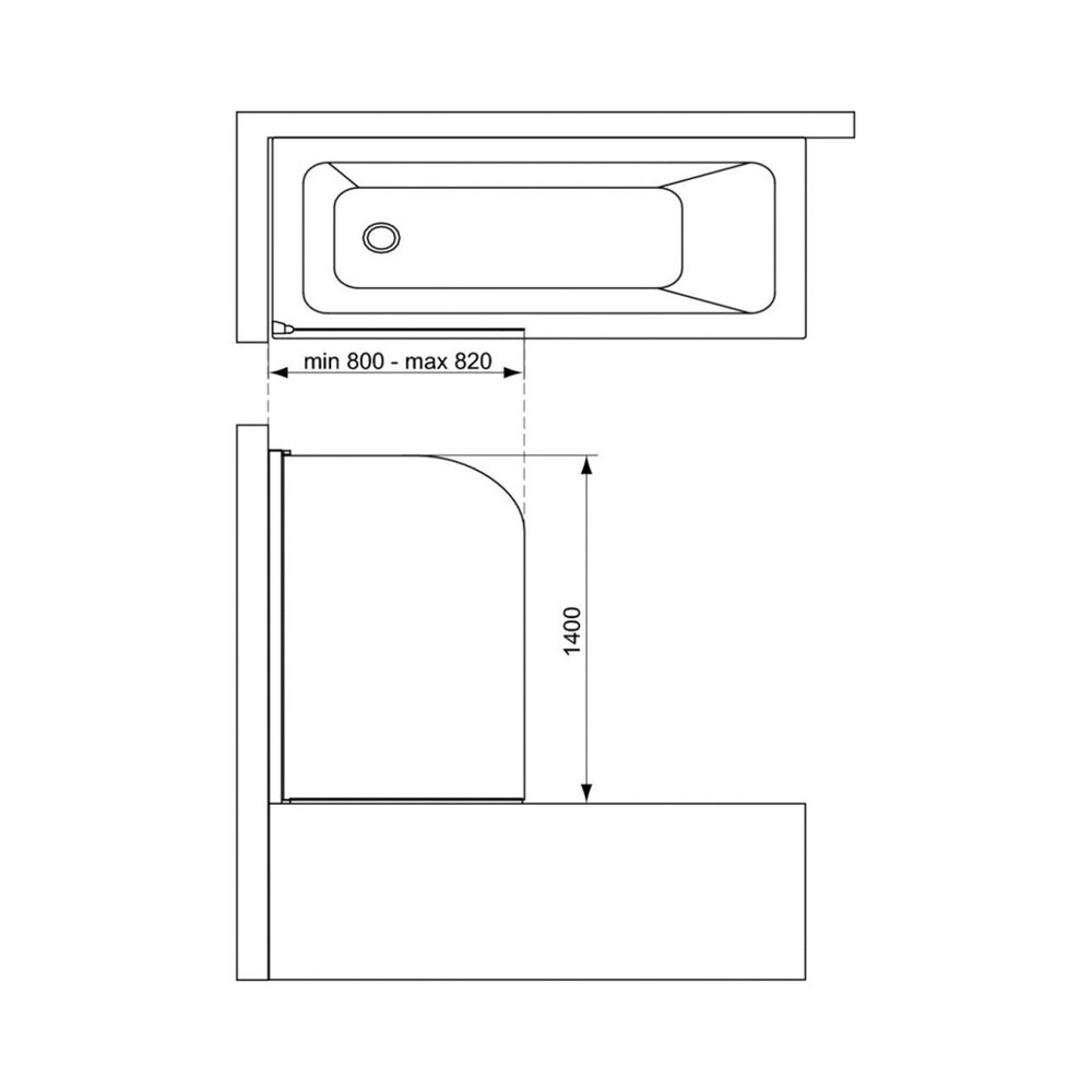 Мобилен параван за вана Ideal Standard Connect сребрист 80x140 cm