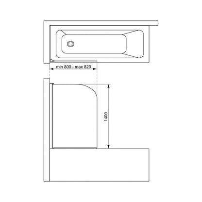 Мобилен параван за вана Ideal Standard Connect сребрист 80x140 cm