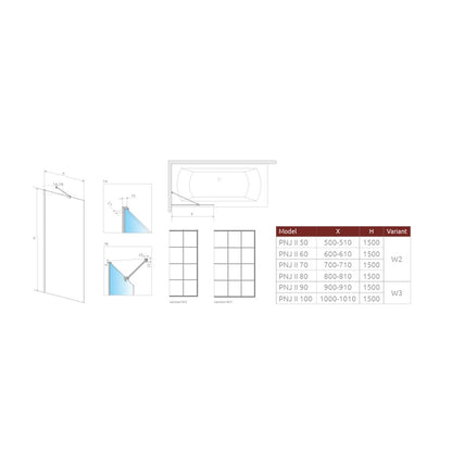 Параван за вана Radaway Modo New PNJ II златисто лъскав-прозрачен 80x150 cm стъкло 8 mm