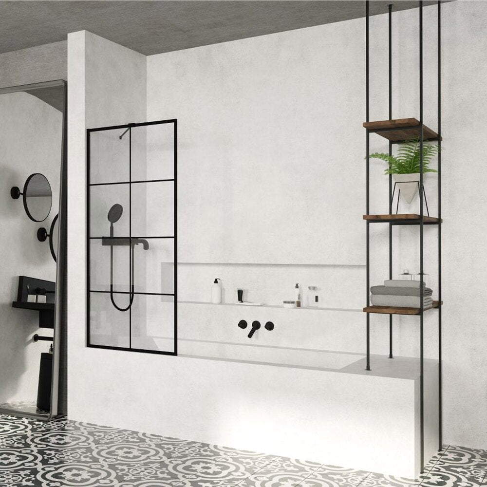 Параван за вана Radaway Modo New PNJ II Factory черен мат-прозрачен 90x150 cm стъкло 8 mm