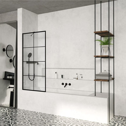 Параван за вана Radaway Modo New PNJ II Factory черен мат-прозрачен 90x150 cm стъкло 8 mm