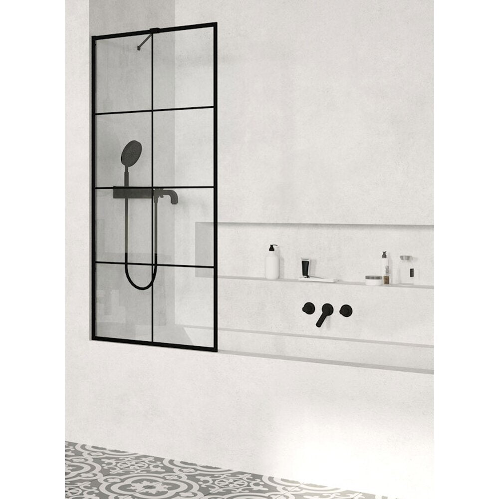 Параван за вана Radaway Modo New PNJ II Factory черен мат-прозрачен 90x150 cm стъкло 8 mm