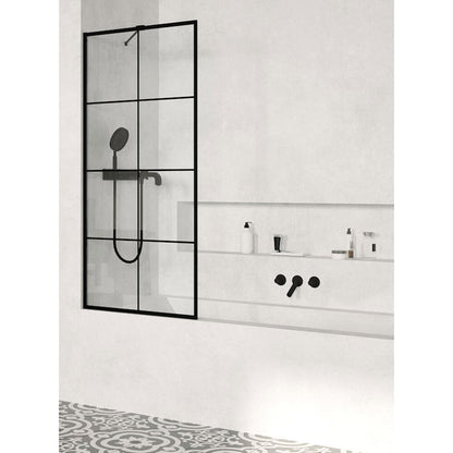 Параван за вана Radaway Modo New PNJ II Factory черен мат-прозрачен 90x150 cm стъкло 8 mm