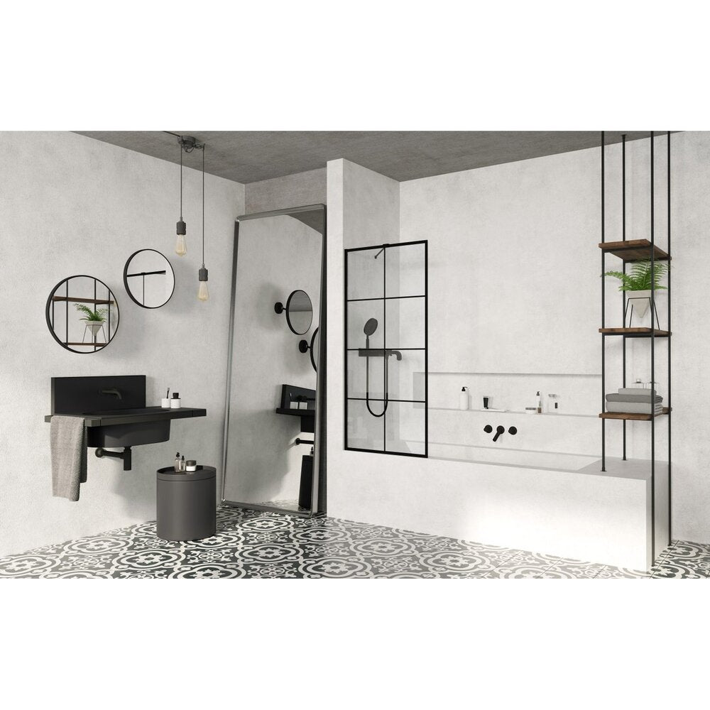 Параван за вана Radaway Modo New PNJ II Factory черен мат-прозрачен 90x150 cm стъкло 8 mm