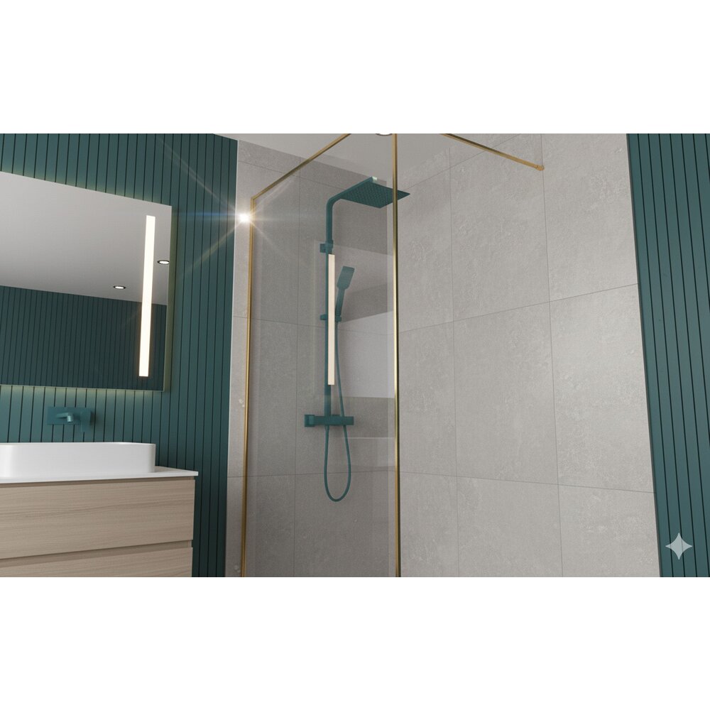 Парван за душ тип Walk-in злато матово Rune Borr 110x200 см