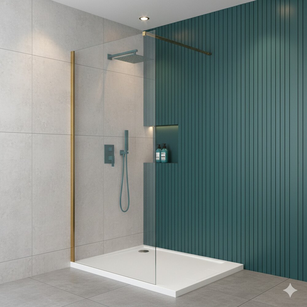 Параван за душ тип Walk-in златен мат Rune Syn 120x200 см