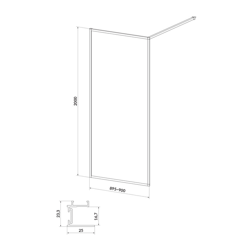 Walk-in душ параван Cersanit Larga хром 90x200 см