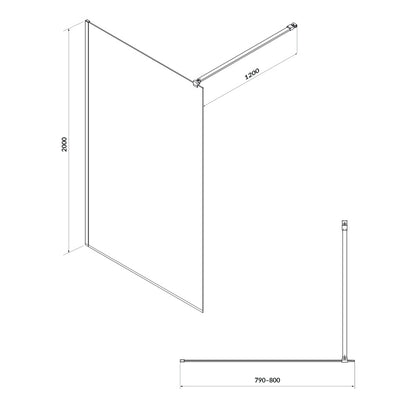 Walk-in душ параван Cersanit Mille хром 80x200 см