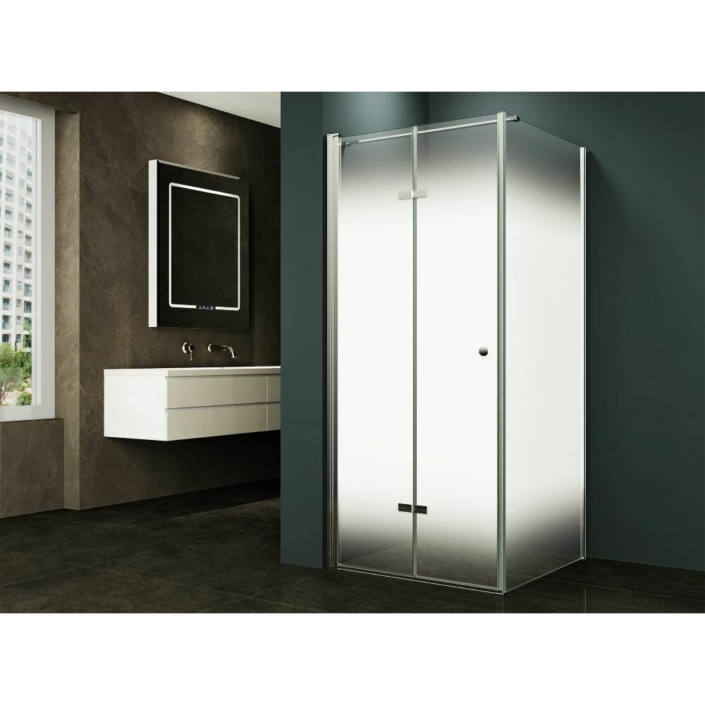 Walk-In Shower Screen Inter Ceramic Matte White Profile 80x200 cm Frosted Glass