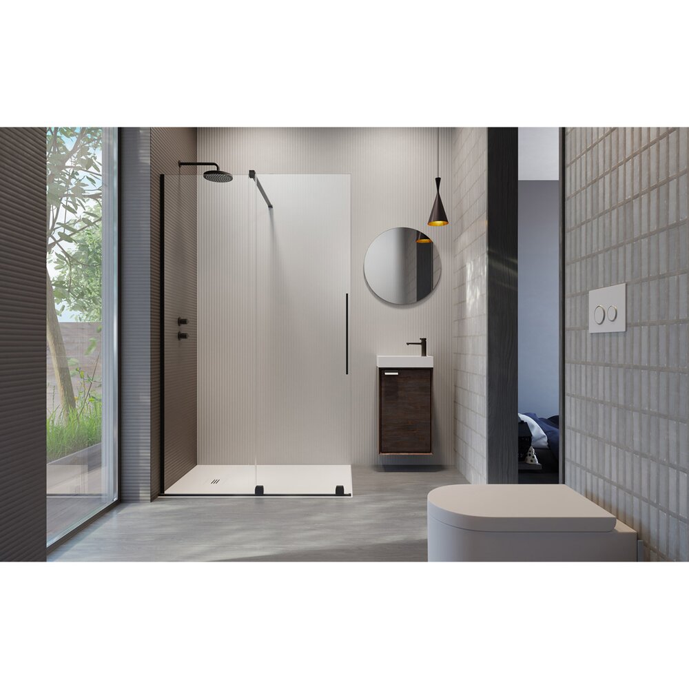 Душ параван тип Walk-in Radaway Furo черно-прозрачен 150 cm стъкло закалено 8 mm ляво