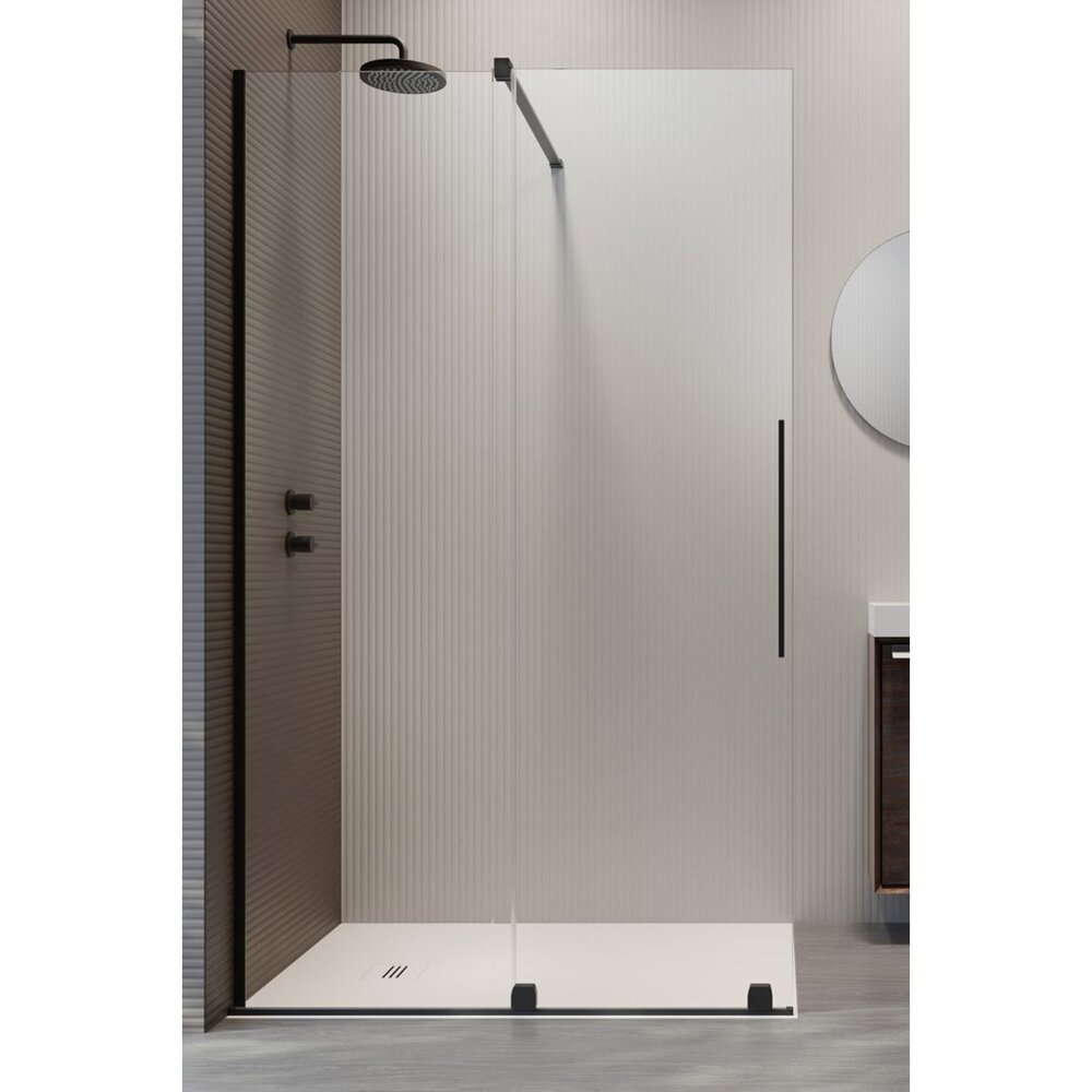 Душ параван тип Walk-in Radaway Furo черно-прозрачен 150 cm стъкло закалено 8 mm ляво