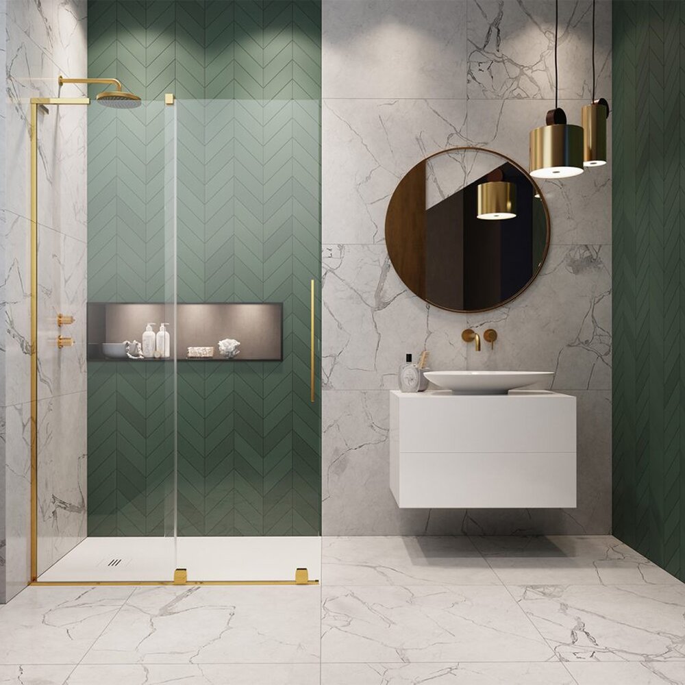 Душ параван тип Walk-in Radaway Furo SL златист лъскав-прозрачен 120 cm стъкло закалено 8 mm ляво