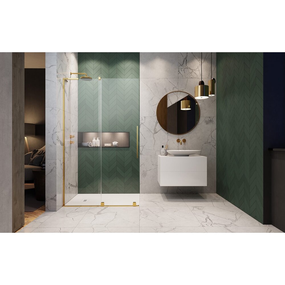 Душ параван тип Walk-in Radaway Furo SL златист лъскав-прозрачен 120 cm стъкло закалено 8 mm ляво