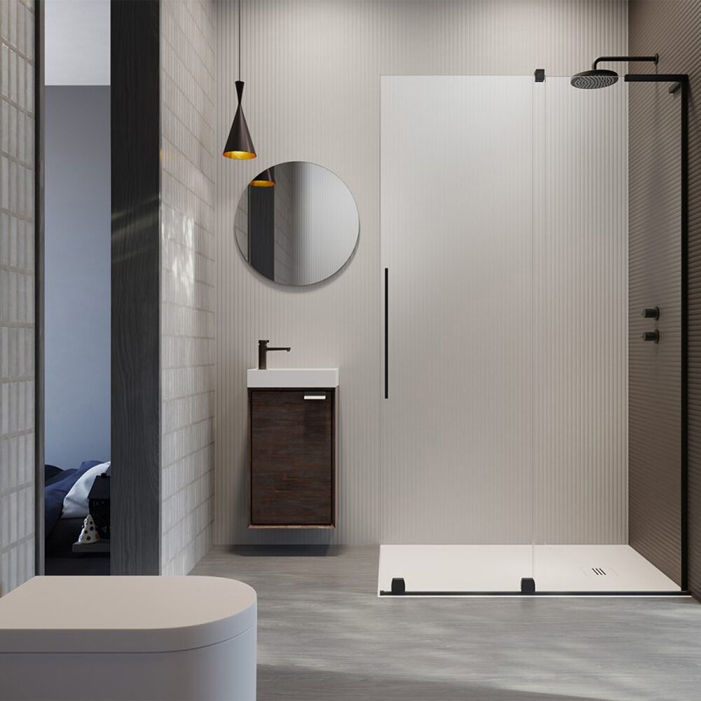 Душ параван тип Walk-in Radaway Furo SL черен мат-прозрачен 80 cm стъкло закалено 8 mm дясно