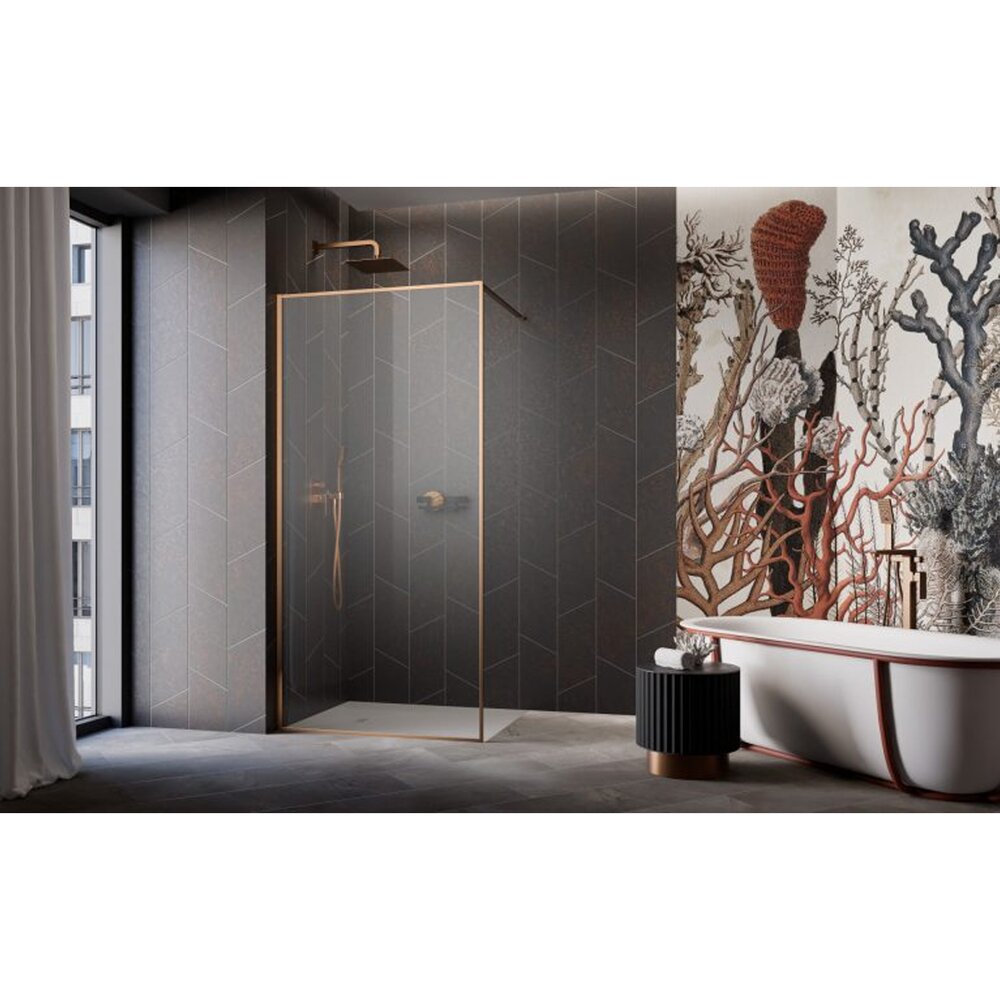 Душ параван тип Walk-in Radaway Modo F II с brushed copper-прозрачен 125 cm закалено стъкло 8 mm