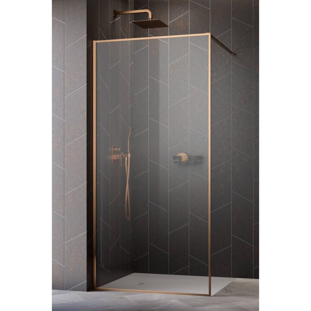 Душ параван тип Walk-in Radaway Modo F II с brushed copper-прозрачен 125 cm закалено стъкло 8 mm