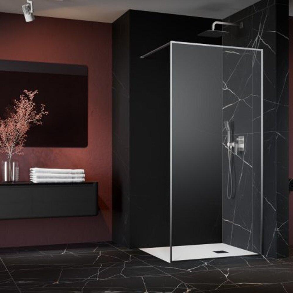 Параван за душ тип Walk-in Radaway Modo F II brushed nickel-прозрачен 125 cm закалено стъкло 8 mm