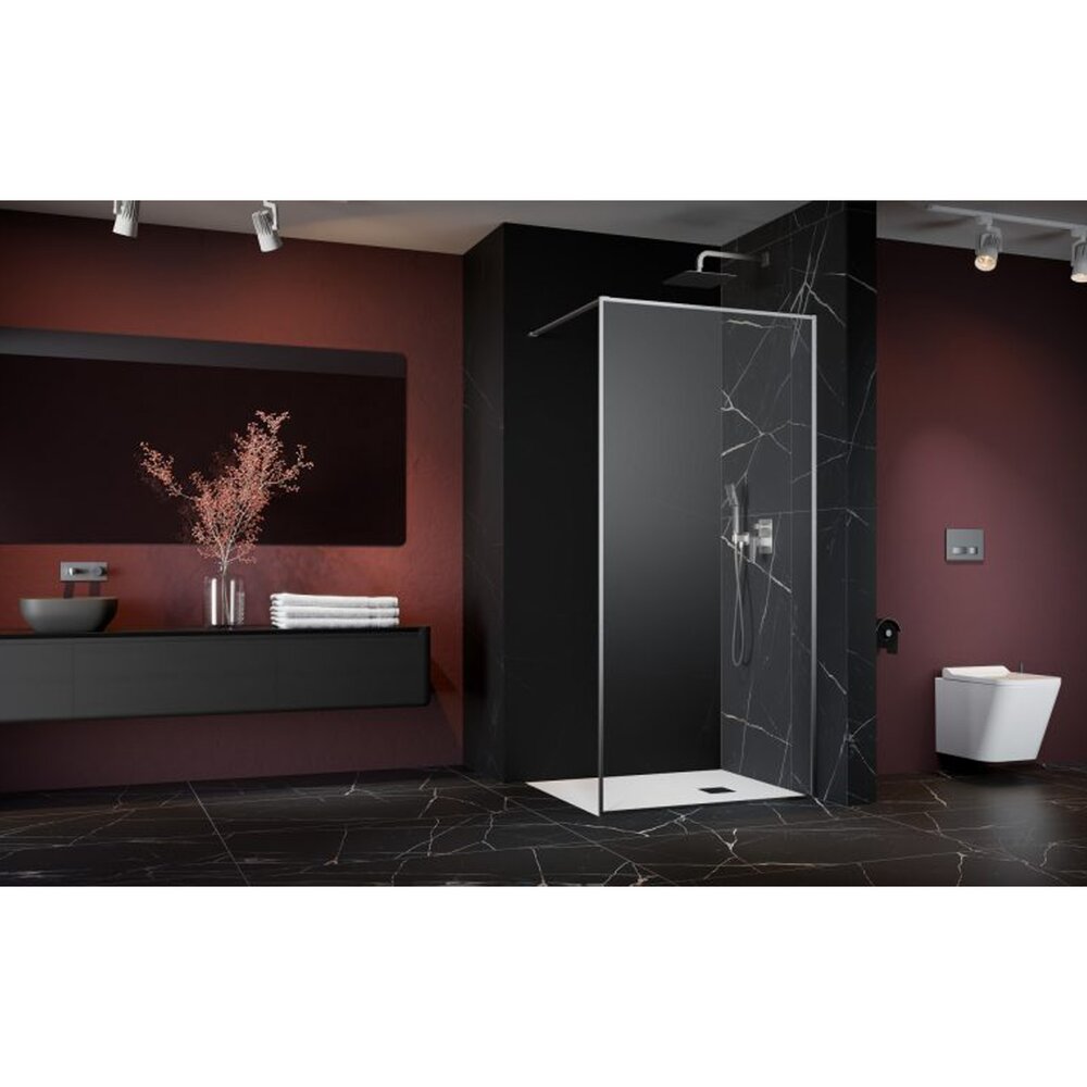 Параван за душ тип Walk-in Radaway Modo F II brushed nickel-прозрачен 125 cm закалено стъкло 8 mm