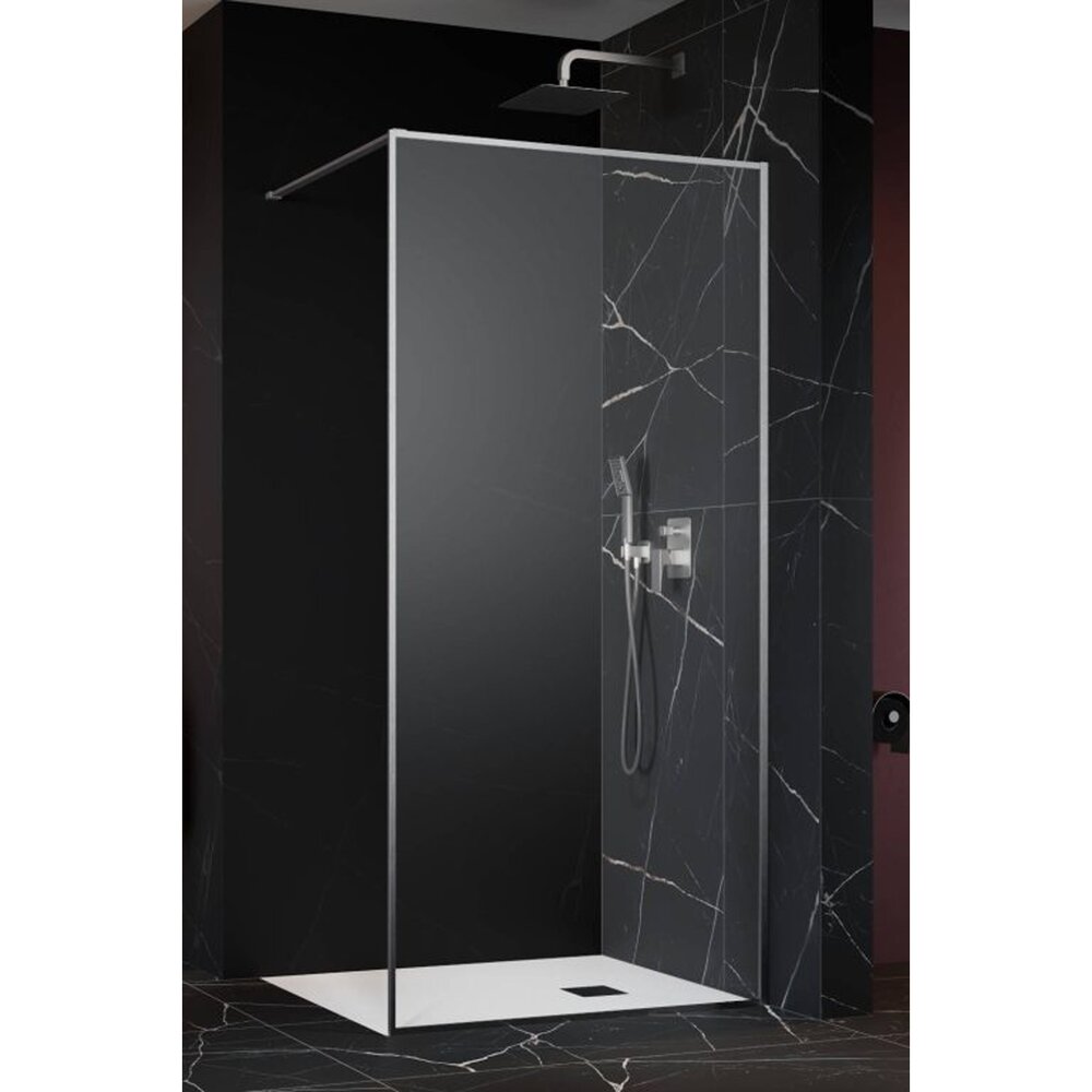 Параван за душ тип Walk-in Radaway Modo F II brushed nickel-прозрачен 125 cm закалено стъкло 8 mm