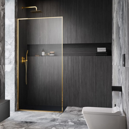Душ параван тип Walk-in Radaway Modo F SL II златист гланц-прозрачен 55 cm стъкло закалено 8 mm ляво