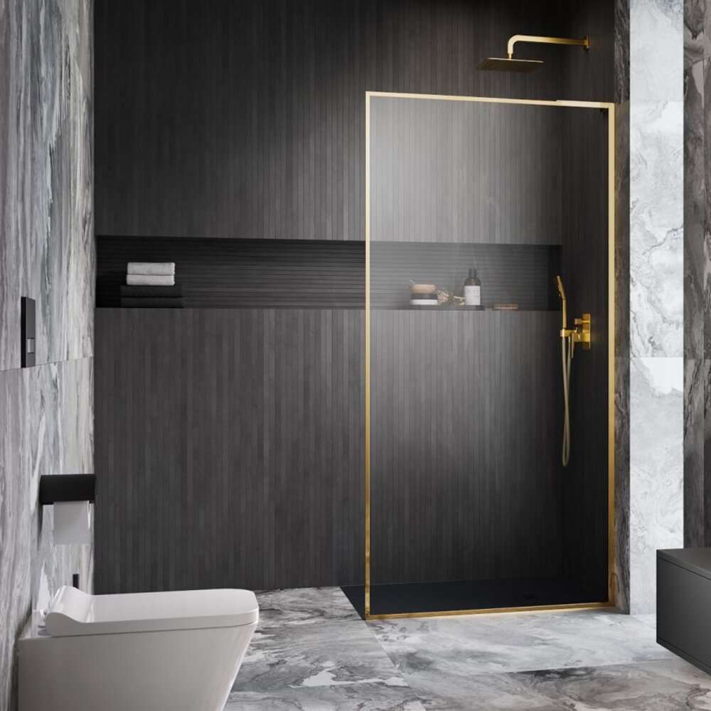 Душ параван тип Walk-in Radaway Modo F SL II златист лъскав-прозрачен 60 cm закалено стъкло 8 mm ляво