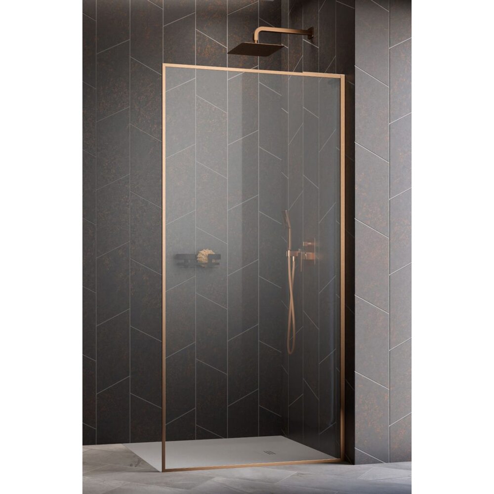 Душ параван тип Walk-in Radaway Modo F SL II медна четка-прозрачна 105 cm стъкло закалено 8 mm дясно