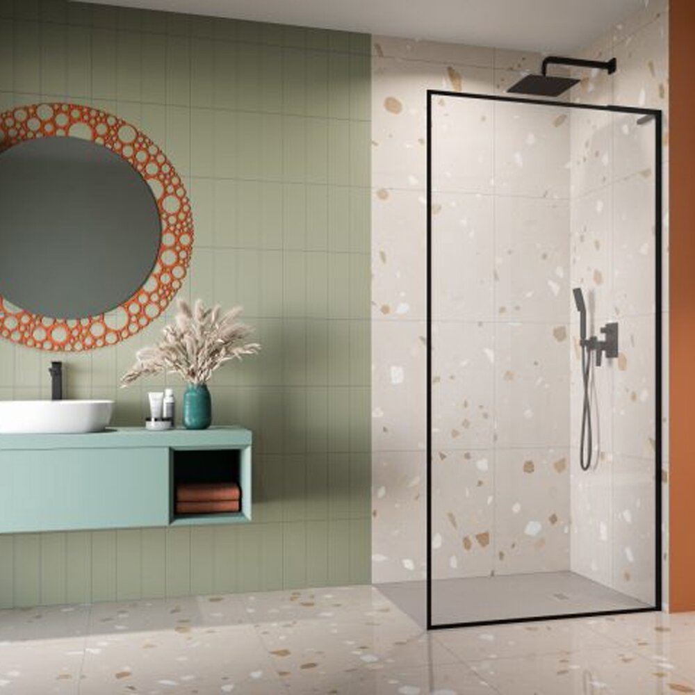 Душ параван тип Walk-in Radaway Modo F SL II черен мат-прозрачен 120 cm закалено стъкло 8 mm дясно