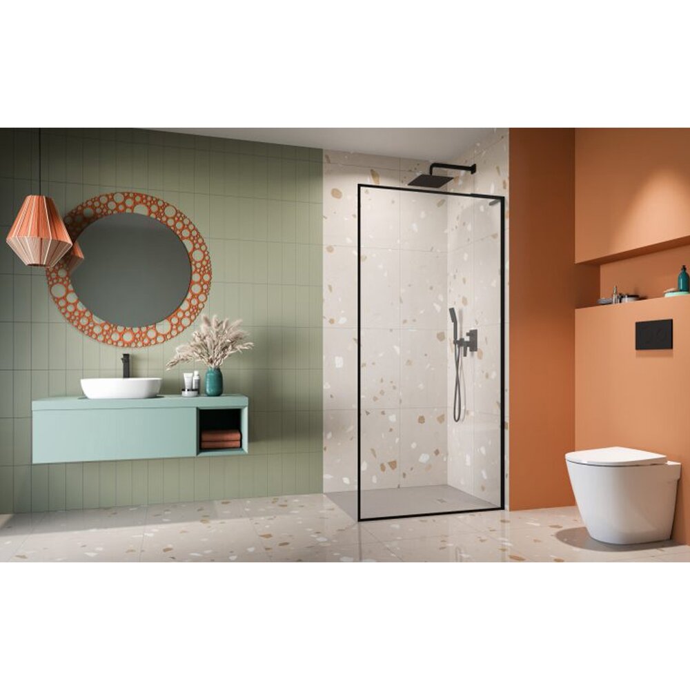 Душ параван тип Walk-in Radaway Modo F SL II черен мат-прозрачен 120 cm закалено стъкло 8 mm дясно