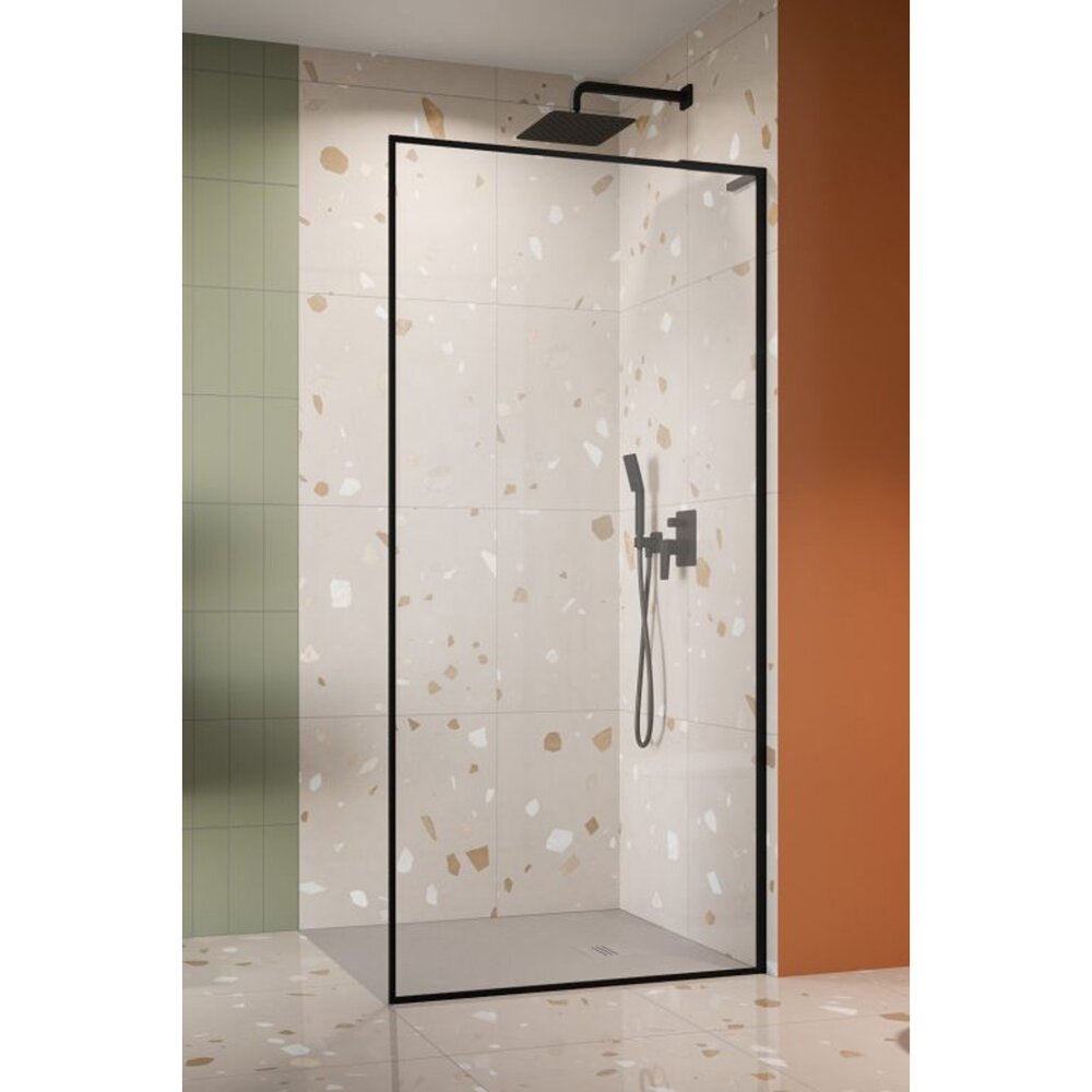 Душ параван тип Walk-in Radaway Modo F SL II черен мат-прозрачен 120 cm закалено стъкло 8 mm дясно