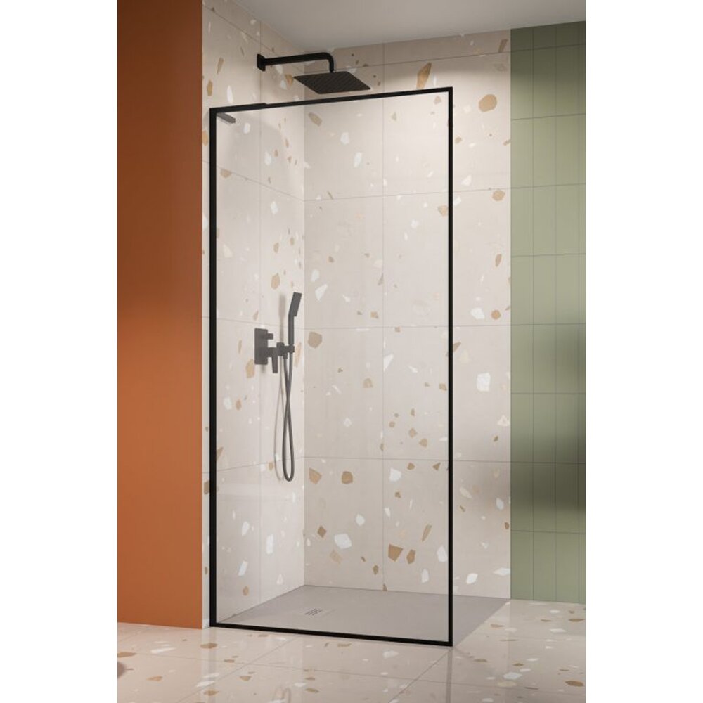Душ параван тип Walk-in Radaway Modo F SL II черен мат-прозрачен 120 cm закалено стъкло 8 mm ляво