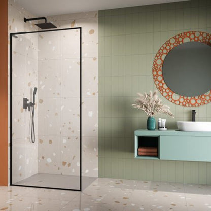 Параван за душ тип Walk-in Radaway Modo F SL II черен мат-прозрачен 75 cm закалено стъкло 8 mm ляв