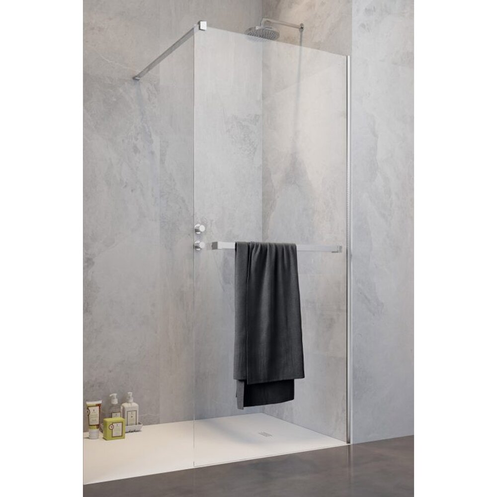 Душ параван тип Walk-in Radaway Modo New II с хромирана стойка за хавлии 150 cm закалено стъкло 8 mm