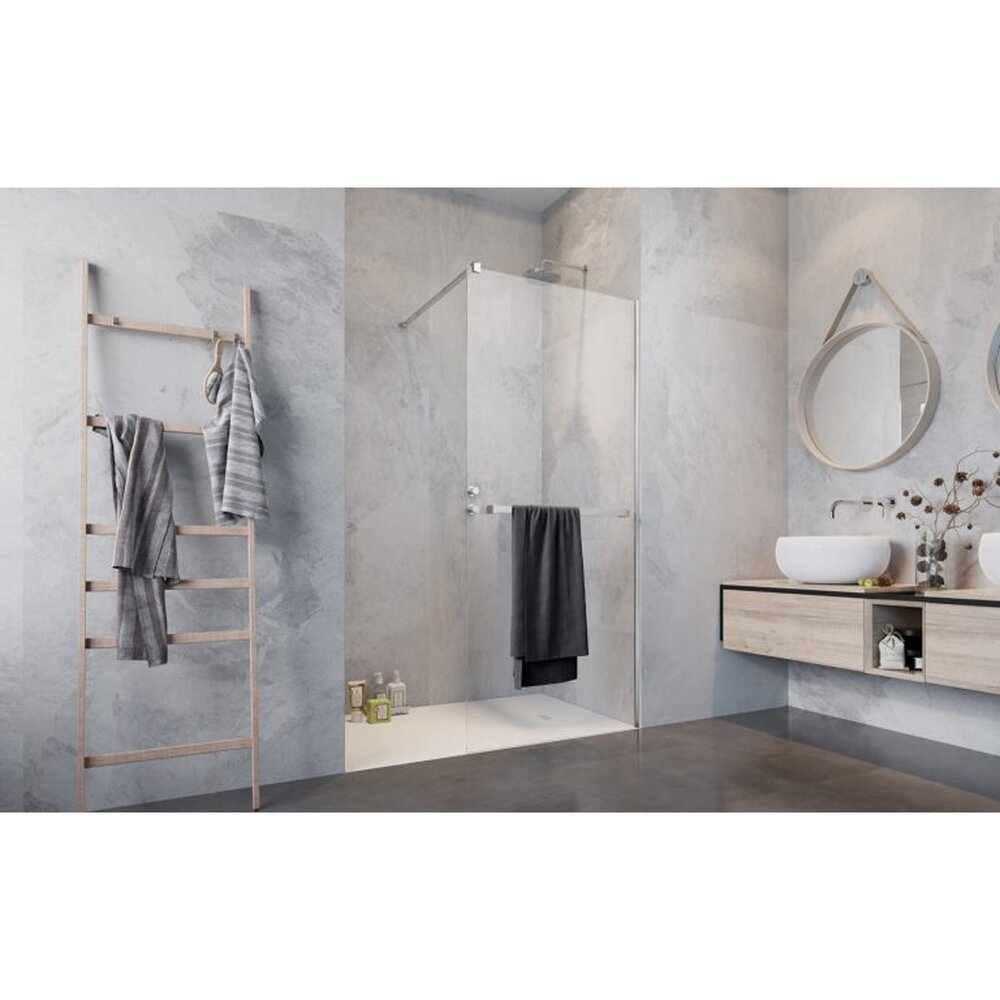 Душ параван тип Walk-in Radaway Modo New II с хромирана стойка за хавлии 150 cm закалено стъкло 8 mm