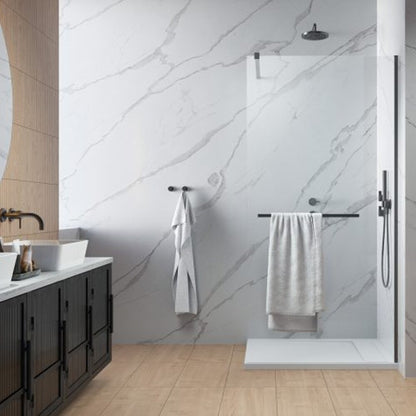 Душ параван тип Walk-in Radaway Modo New II с държач за хавлии GunMetal четкано-прозрачно 145 cm закалено стъкло 8 mm