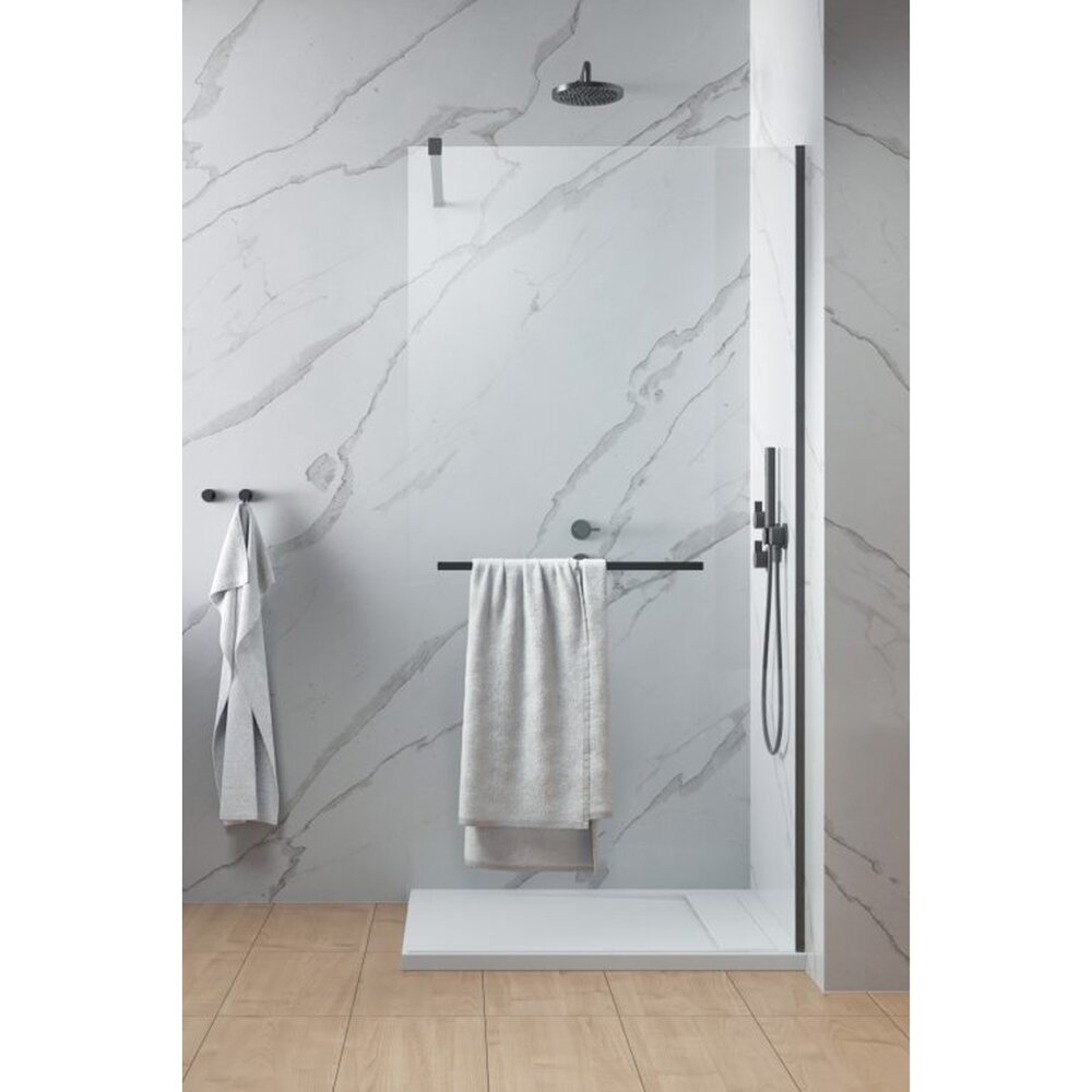 Душ параван тип Walk-in Radaway Modo New II с държач за хавлии GunMetal четкано-прозрачно 145 cm закалено стъкло 8 mm