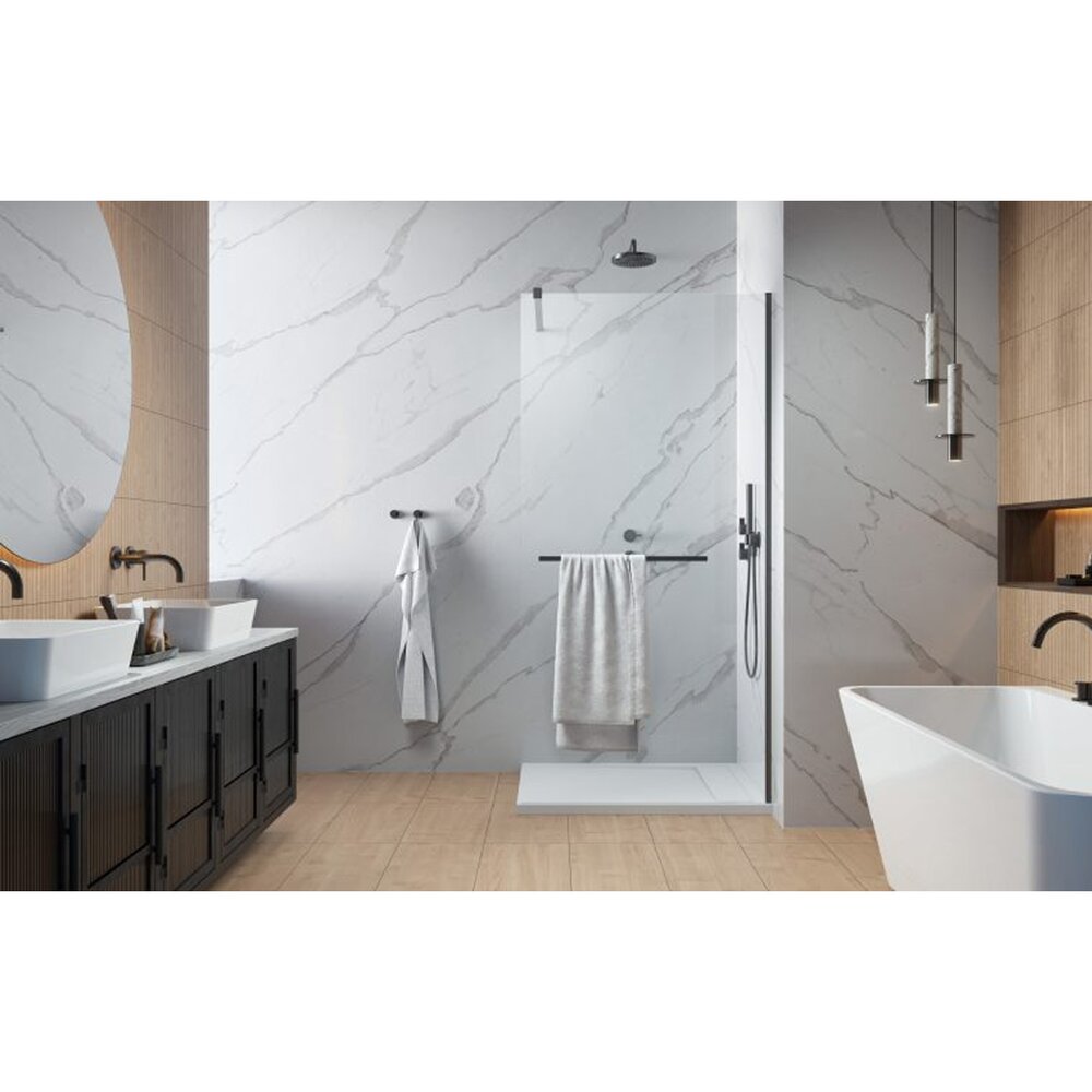 Душ параван тип Walk-in Radaway Modo New II с държач за хавлии GunMetal четкано-прозрачно 145 cm закалено стъкло 8 mm